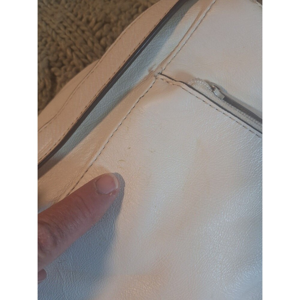 MICHAEL KORS BACKPACK IVORY PEBBLE LEATHER SILVER ZIP READ - Picture 12 of 15